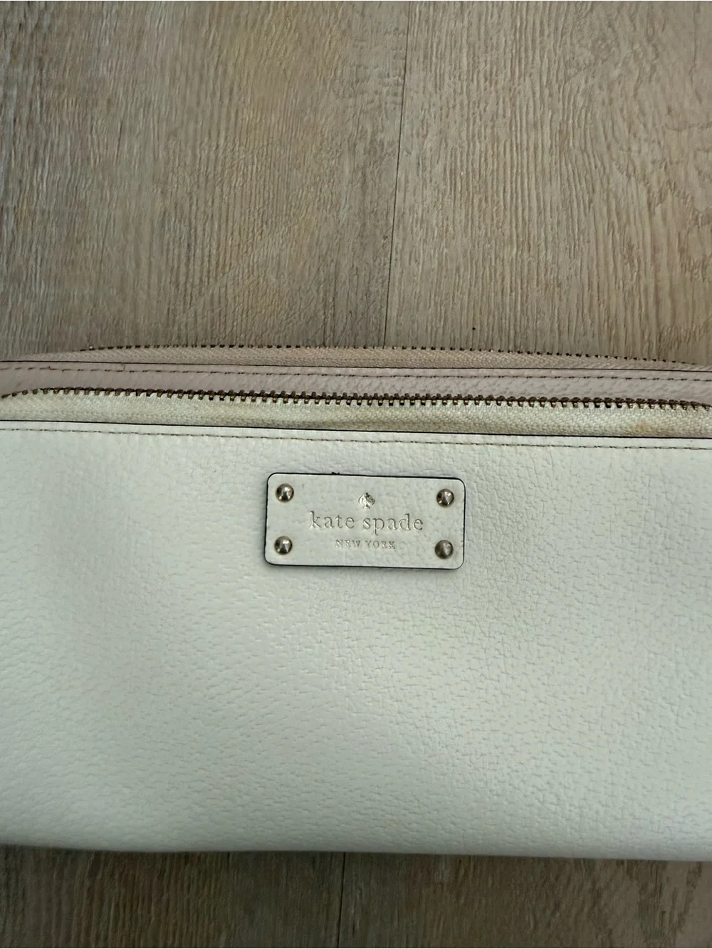 Kate Spade Grove Street Anita double zip wristlet in cream & light pink